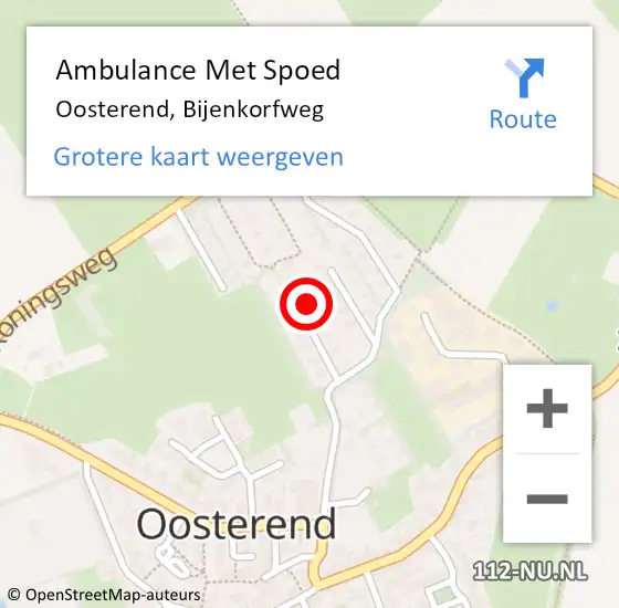 Locatie op kaart van de 112 melding: Ambulance Met Spoed Naar Oosterend, Bijenkorfweg op 8 februari 2024 12:22