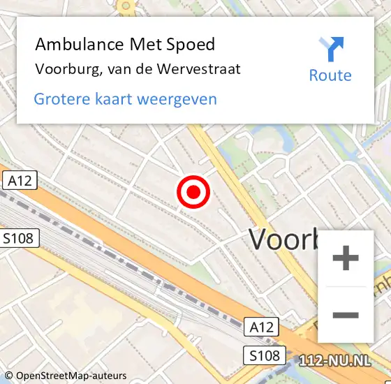 Locatie op kaart van de 112 melding: Ambulance Met Spoed Naar Voorburg, van de Wervestraat op 8 februari 2024 12:23