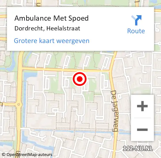 Locatie op kaart van de 112 melding: Ambulance Met Spoed Naar Dordrecht, Heelalstraat op 8 februari 2024 12:24