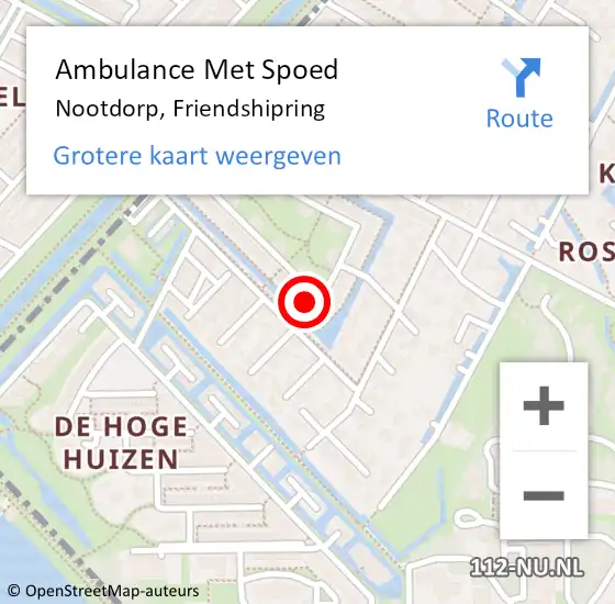 Locatie op kaart van de 112 melding: Ambulance Met Spoed Naar Nootdorp, Friendshipring op 8 februari 2024 12:25