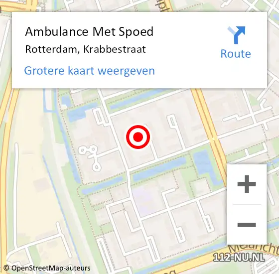 Locatie op kaart van de 112 melding: Ambulance Met Spoed Naar Rotterdam, Krabbestraat op 8 februari 2024 12:28