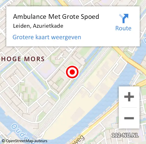 Locatie op kaart van de 112 melding: Ambulance Met Grote Spoed Naar Leiden, Azurietkade op 8 februari 2024 12:33