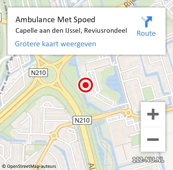 Locatie op kaart van de 112 melding: Ambulance Met Spoed Naar Capelle aan den IJssel, Reviusrondeel op 8 februari 2024 12:36