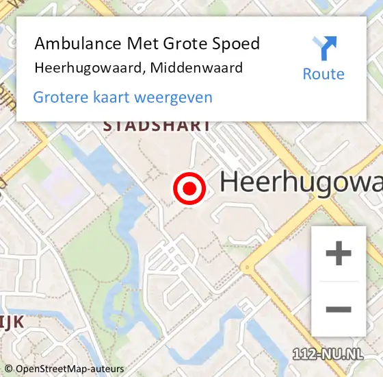Locatie op kaart van de 112 melding: Ambulance Met Grote Spoed Naar Heerhugowaard, Middenwaard op 8 februari 2024 13:08