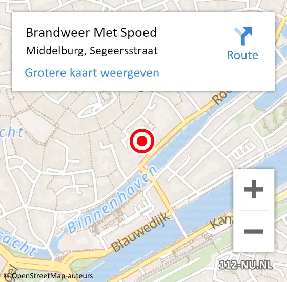 Locatie op kaart van de 112 melding: Brandweer Met Spoed Naar Middelburg, Segeersstraat op 8 februari 2024 13:09