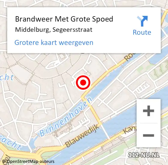 Locatie op kaart van de 112 melding: Brandweer Met Grote Spoed Naar Middelburg, Segeersstraat op 8 februari 2024 13:18