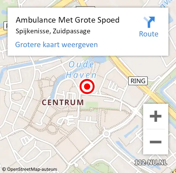 Locatie op kaart van de 112 melding: Ambulance Met Grote Spoed Naar Spijkenisse, Zuidpassage op 8 februari 2024 13:28