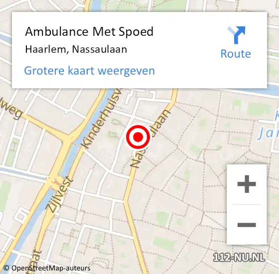 Locatie op kaart van de 112 melding: Ambulance Met Spoed Naar Haarlem, Nassaulaan op 8 februari 2024 13:45