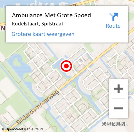 Locatie op kaart van de 112 melding: Ambulance Met Grote Spoed Naar Kudelstaart, Spilstraat op 8 februari 2024 14:05