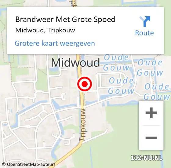 Locatie op kaart van de 112 melding: Brandweer Met Grote Spoed Naar Midwoud, Tripkouw op 8 februari 2024 14:10