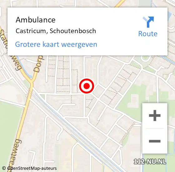 Locatie op kaart van de 112 melding: Ambulance Castricum, Schoutenbosch op 8 februari 2024 14:13