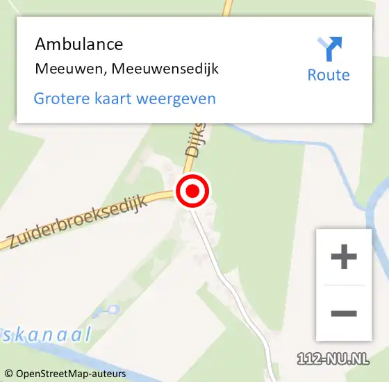 Locatie op kaart van de 112 melding: Ambulance Meeuwen, Meeuwensedijk op 25 september 2014 08:29