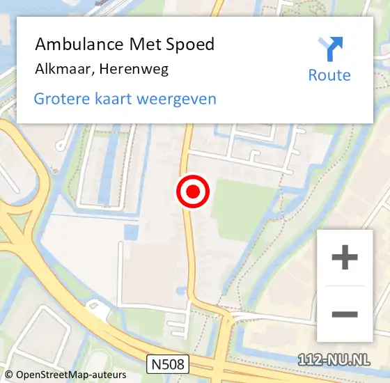Locatie op kaart van de 112 melding: Ambulance Met Spoed Naar Alkmaar, Herenweg op 8 februari 2024 14:16