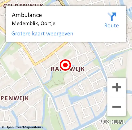 Locatie op kaart van de 112 melding: Ambulance Medemblik, Oortje op 8 februari 2024 14:52