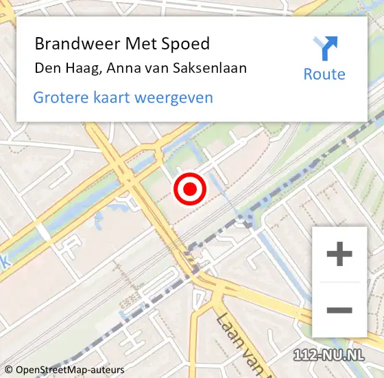 Locatie op kaart van de 112 melding: Brandweer Met Spoed Naar Den Haag, Anna van Saksenlaan op 8 februari 2024 14:56