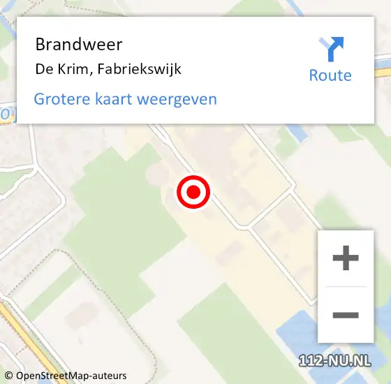 Locatie op kaart van de 112 melding: Brandweer De Krim, Fabriekswijk op 8 februari 2024 15:31