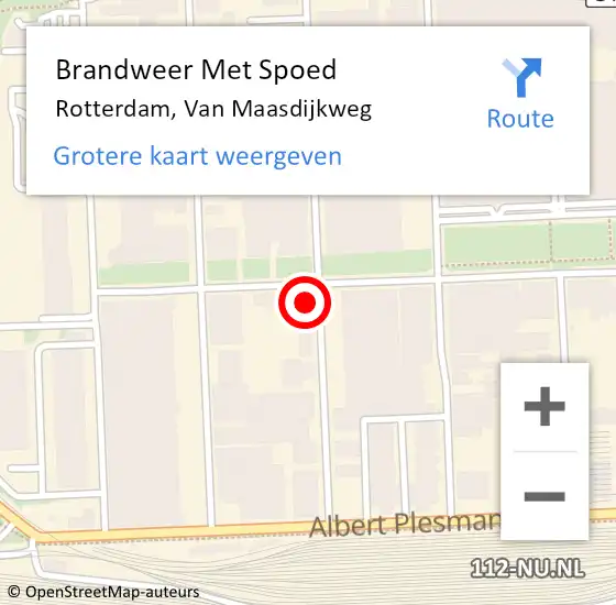 Locatie op kaart van de 112 melding: Brandweer Met Spoed Naar Rotterdam, Van Maasdijkweg op 8 februari 2024 15:33