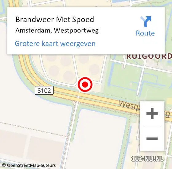 Locatie op kaart van de 112 melding: Brandweer Met Spoed Naar Amsterdam, Westpoortweg op 8 februari 2024 15:36
