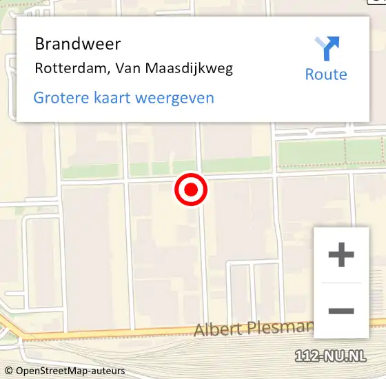 Locatie op kaart van de 112 melding: Brandweer Rotterdam, Van Maasdijkweg op 8 februari 2024 16:03