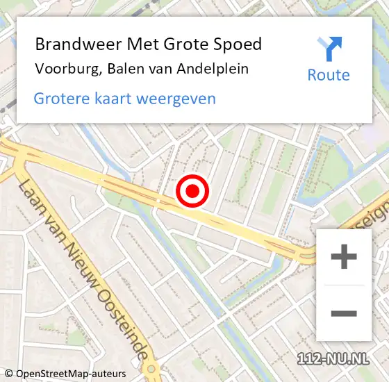 Locatie op kaart van de 112 melding: Brandweer Met Grote Spoed Naar Voorburg, Balen van Andelplein op 8 februari 2024 16:04
