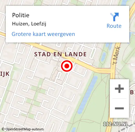 Locatie op kaart van de 112 melding: Politie Huizen, Loefzij op 8 februari 2024 16:28