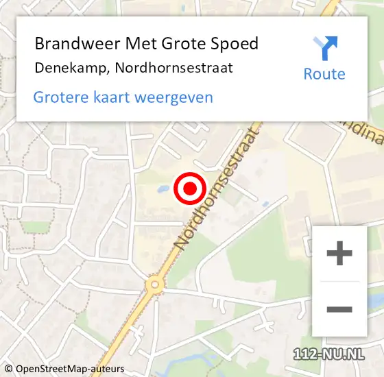 Locatie op kaart van de 112 melding: Brandweer Met Grote Spoed Naar Denekamp, Nordhornsestraat op 8 februari 2024 16:41