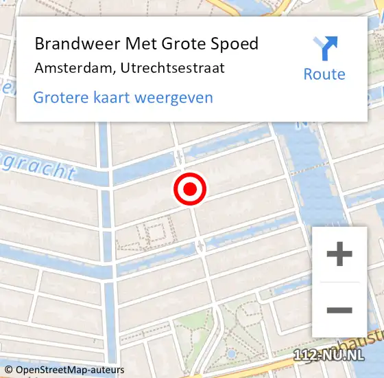 Locatie op kaart van de 112 melding: Brandweer Met Grote Spoed Naar Amsterdam, Utrechtsestraat op 8 februari 2024 16:42