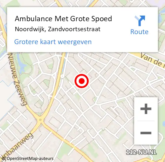 Locatie op kaart van de 112 melding: Ambulance Met Grote Spoed Naar Noordwijk, Zandvoortsestraat op 8 februari 2024 16:51