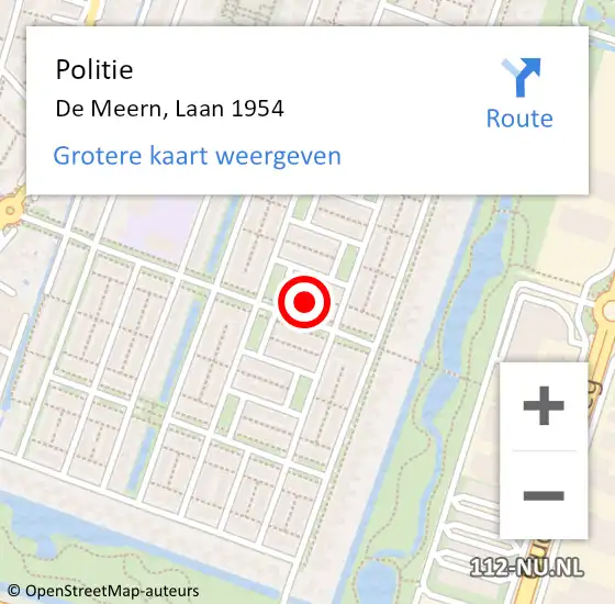 Locatie op kaart van de 112 melding: Politie De Meern, Laan 1954 op 8 februari 2024 16:56
