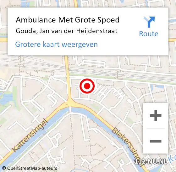 Locatie op kaart van de 112 melding: Ambulance Met Grote Spoed Naar Gouda, Jan van der Heijdenstraat op 8 februari 2024 17:00