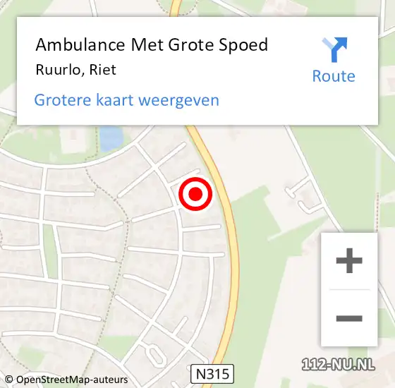 Locatie op kaart van de 112 melding: Ambulance Met Grote Spoed Naar Ruurlo, Riet op 8 februari 2024 17:00