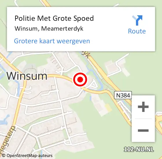 Locatie op kaart van de 112 melding: Politie Met Grote Spoed Naar Winsum, Meamerterdyk op 8 februari 2024 17:03