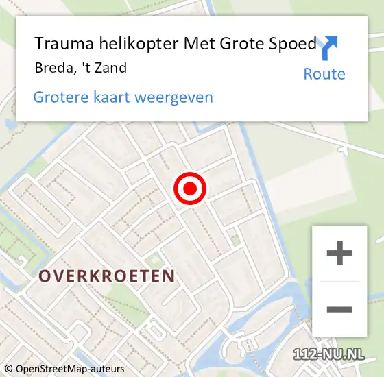 Locatie op kaart van de 112 melding: Trauma helikopter Met Grote Spoed Naar Breda, 't Zand op 8 februari 2024 17:06
