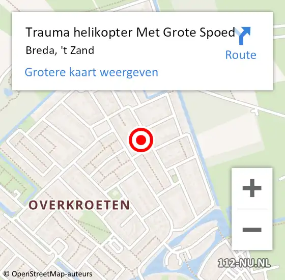 Locatie op kaart van de 112 melding: Trauma helikopter Met Grote Spoed Naar Breda, 't Zand op 8 februari 2024 17:09