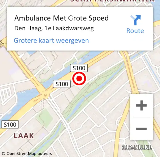 Locatie op kaart van de 112 melding: Ambulance Met Grote Spoed Naar Den Haag, 1e Laakdwarsweg op 8 februari 2024 17:11