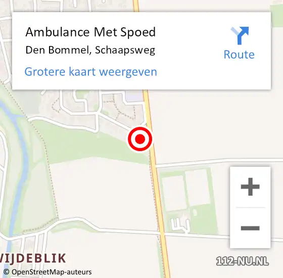 Locatie op kaart van de 112 melding: Ambulance Met Spoed Naar Den Bommel, Schaapsweg op 8 februari 2024 17:11