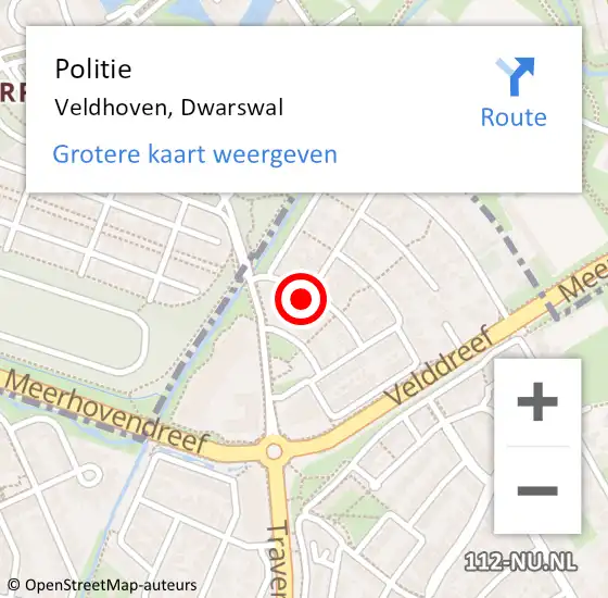 Locatie op kaart van de 112 melding: Politie Veldhoven, Dwarswal op 8 februari 2024 17:38