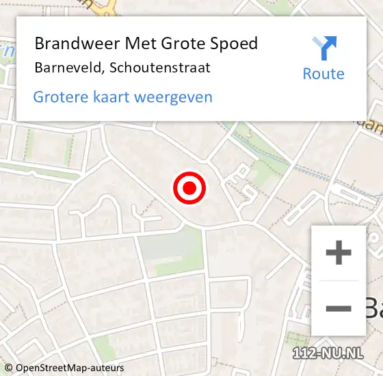 Locatie op kaart van de 112 melding: Brandweer Met Grote Spoed Naar Barneveld, Schoutenstraat op 8 februari 2024 18:01