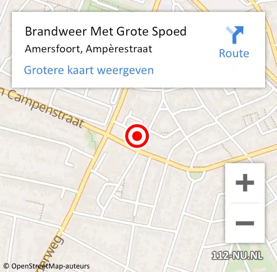 Locatie op kaart van de 112 melding: Brandweer Met Grote Spoed Naar Amersfoort, Ampèrestraat op 8 februari 2024 18:02