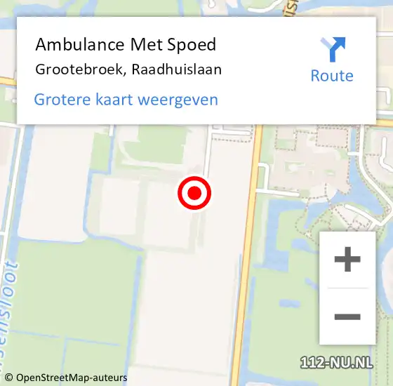 Locatie op kaart van de 112 melding: Ambulance Met Spoed Naar Grootebroek, Raadhuislaan op 8 februari 2024 18:13