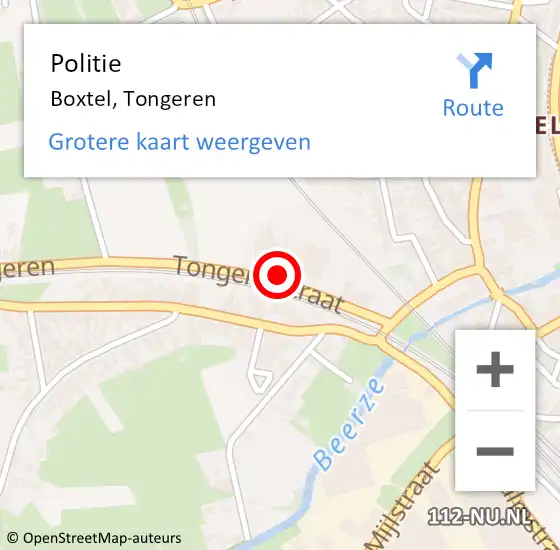 Locatie op kaart van de 112 melding: Politie Boxtel, Tongeren op 8 februari 2024 18:19