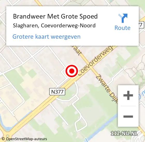 Locatie op kaart van de 112 melding: Brandweer Met Grote Spoed Naar Slagharen, Coevorderweg-Noord op 8 februari 2024 18:59
