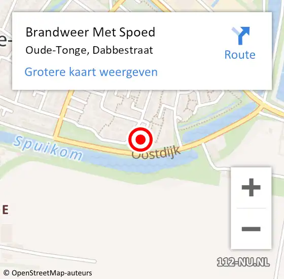 Locatie op kaart van de 112 melding: Brandweer Met Spoed Naar Oude-Tonge, Dabbestraat op 8 februari 2024 19:28