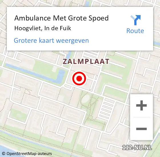 Locatie op kaart van de 112 melding: Ambulance Met Grote Spoed Naar Hoogvliet, In de Fuik op 8 februari 2024 19:30