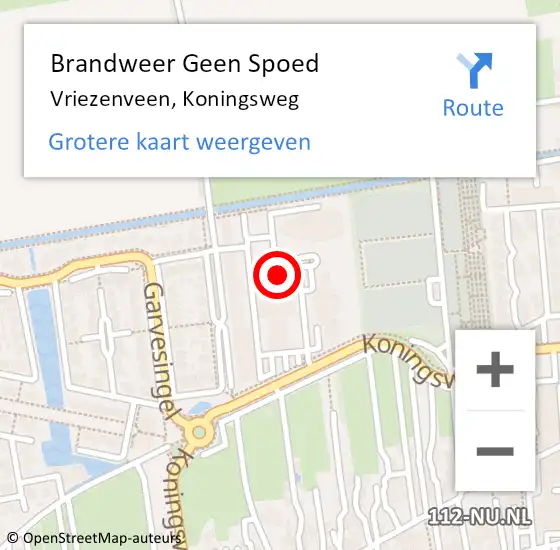Locatie op kaart van de 112 melding: Brandweer Geen Spoed Naar Vriezenveen, Koningsweg op 8 februari 2024 19:57