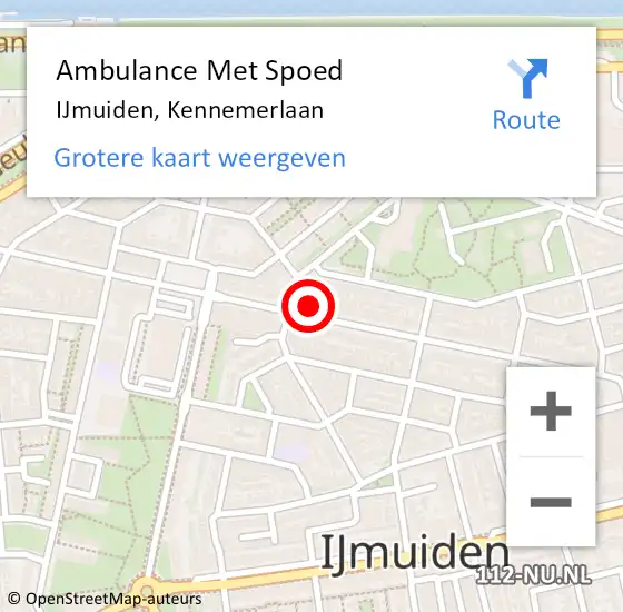 Locatie op kaart van de 112 melding: Ambulance Met Spoed Naar IJmuiden, Kennemerlaan op 8 februari 2024 20:15