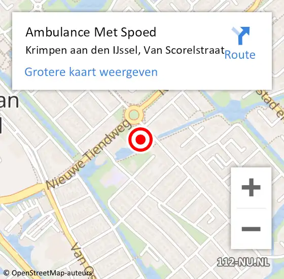 Locatie op kaart van de 112 melding: Ambulance Met Spoed Naar Krimpen aan den IJssel, Van Scorelstraat op 8 februari 2024 20:23