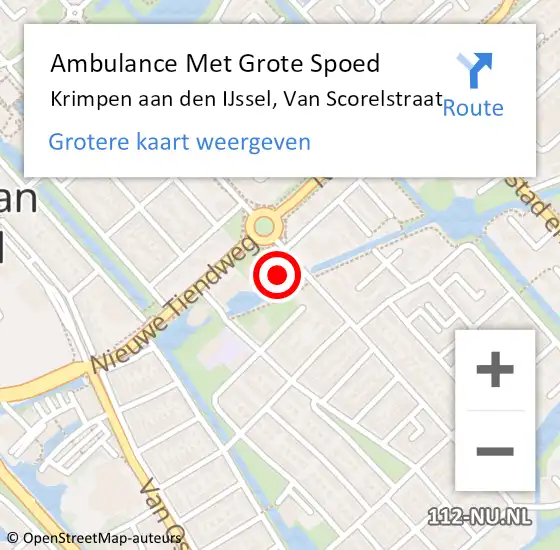 Locatie op kaart van de 112 melding: Ambulance Met Grote Spoed Naar Krimpen aan den IJssel, Van Scorelstraat op 8 februari 2024 20:33