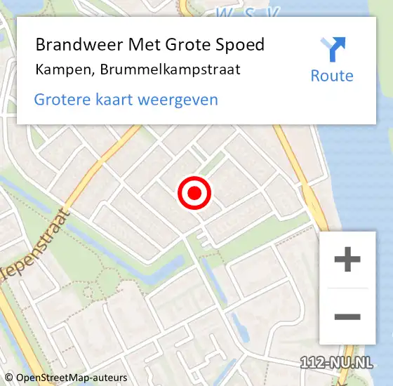 Locatie op kaart van de 112 melding: Brandweer Met Grote Spoed Naar Kampen, Brummelkampstraat op 8 februari 2024 21:32