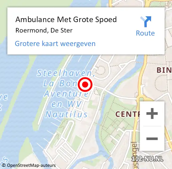 Locatie op kaart van de 112 melding: Ambulance Met Grote Spoed Naar Roermond, De Ster op 8 februari 2024 22:15